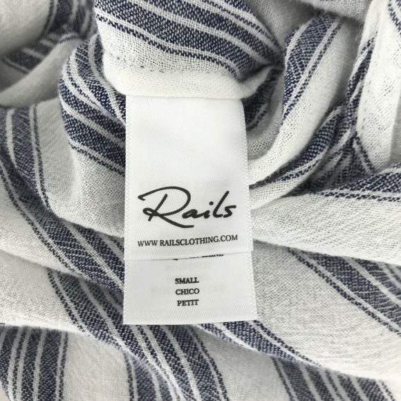 Rails Athena Stanton Striped Cropped V-Neck Wrap Top Size S Short Ruffle Sleeve - Picture 8 of 9